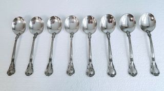 8 Soup Spoons Round 6 1/4 " Gorham Sterling Chantilly Letter " I " Monogram