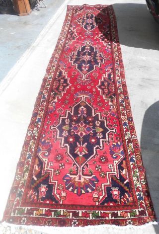 Big Vintage Red Hand Made Middle Eastern Oriental Runner Or Staircase Rug
