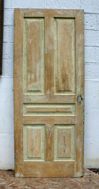 32 " X79 " Stripped Antique Vintage Old Victorian Solid Wood Wooden Door 5 Panels