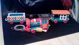 Vintage Fisher Price Huffy Puffy Toy Train Set No Caboose