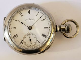 Antique 1877 Waltham Victorian Post Civil War Gents Silver Pocket Watch