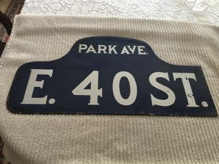 Park Ave.  E.  40th St.  York City Street Sign - Early 1900 