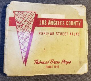 1964 Vintage Thomas Bros Maps Los Angeles County Popular Street Atlas Guide 1964