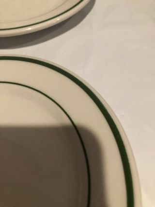 2 Vtg Buffalo China Restaurant Ware White Green Stripe Dish Plate 6 1/4 