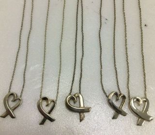 Vintage Tiffany Co Sterling Silver 925 Loving Open Heart Necklace 5pc Set