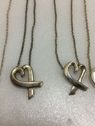 vintage Tiffany Co sterling silver 925 loving open heart necklace 5PC SET 3