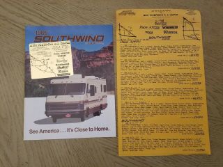 Vtg 1986 Fleetwood Southwind Rv Motorhome Sales Brochure L34 H27 Price Sheet Ca