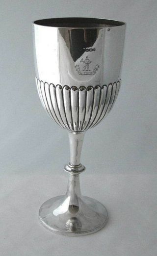 Large 23cm Victorian Silver Goblet / Trophy Cup Sheff 1897 330g Irish Link