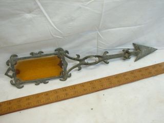 Early Amber Yellow Glass Tail Sign Weathervane Arrow Advertising Lightning Rod