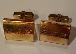 Vintage Anson Cuff Links 1/20 12kt Gold Filled Engraved D.  J.  H.