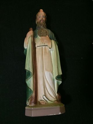 Vintage Catholic St.  Jude Chalkware Statue Cs 134 Columbia Statuary 12 " Oddity