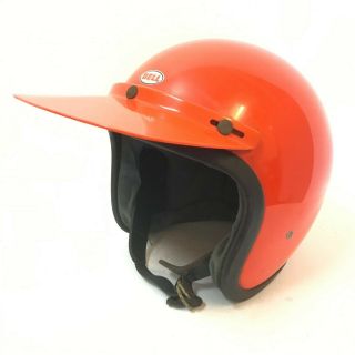 Vtg 1970s Orange Bell Toptex Magnum Motorcycle Helmet Sun Visor Sz 7 5/8 "