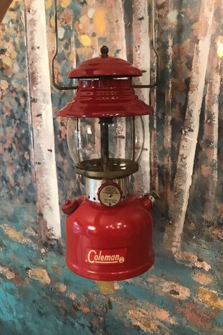 Vintage 1962 Coleman Red Model 200a Single Mantle Lantern