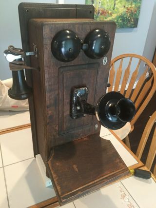 Antique Western Electric Crank Wood Wall Telephone,  With Mag,  Authentic.  Look