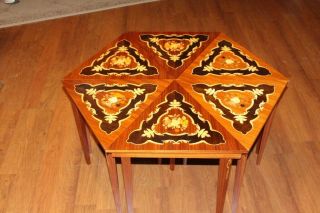 Vintage Italian Inlaid Wood Hexagon Coffee Table 3