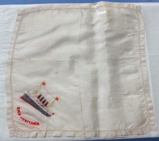Cunard Line Rms Lusitania 1st Cl Souvenir Rare Silk Handkerchief As Onboard