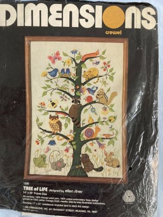 Vintage Dimensions Tree Of Life 12 Crewel Kit Darling Animals 1981