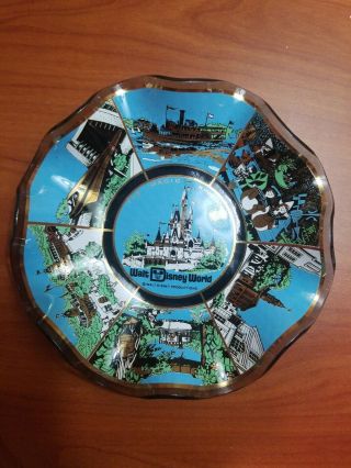 Vintage Walt Disney World Ruffled Dish Bowl Plate Magic Kingdom.