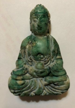 Vintage Chinese Green Jade Buddha Desk Statue Paperweight Pendant B