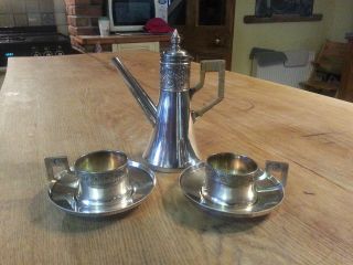 Stunning Silver Plate Wmf Art Nouveau Teapot And Cups Jugendstil Secessionist