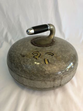 Vintage Curling Stone Rock Antique 43 Pounds Bakelite Handle