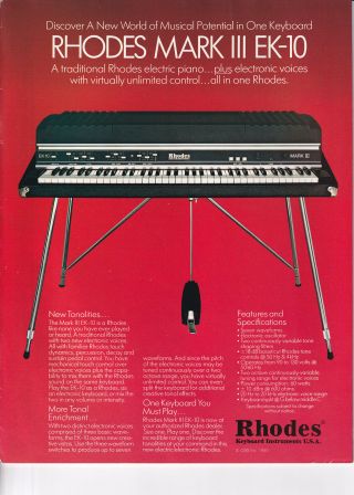 1980 Fender Rhodes Piano Vintage Page Ad