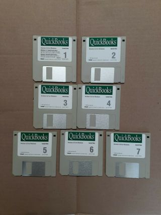1995 Vintage 3.  5 Floppy Discs Quick Books Version 4.  0 For Windows