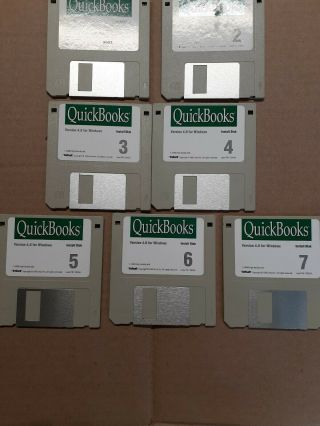 1995 Vintage 3.  5 Floppy Discs Quick Books Version 4.  0 for Windows 3