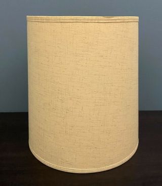 Vintage Mid Century Modern Drum Lamp Shade Barrel Linen