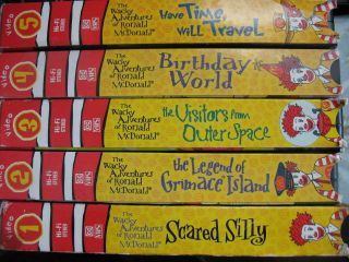 Vintage The Wacky Adventures Of Ronald Mcdonald Set Of 5 Vhs Series Movies