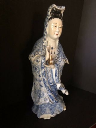 Vintage/Antique Large Porcelain Quan Yin - Hand Made - Blue And White - Asian 3