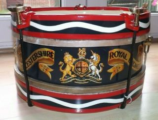 Antique Hand Painted The 1st Gloucestershire Royal Engineer Vols Military Drum