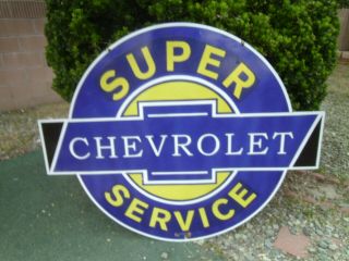 Chevrolet Service Double Sided Porcelain Sign 52 " W X 42 " H