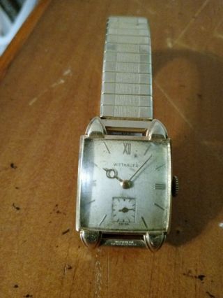 Vintage Wittnauer Swiss Wind Up Watch 14 Kt Gold With A 10kt On Top Stainless On