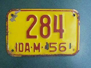 1956 Idaho Motorcycle License Plate Rare