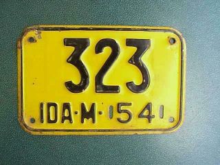 1954 Idaho Motorcycle License Plate Rare