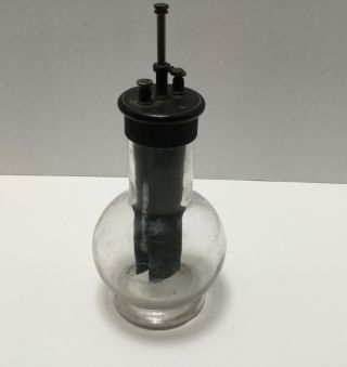 Antique Glass Grenet Cell,  Poggendorff Battery Jar On Edison Phonograph