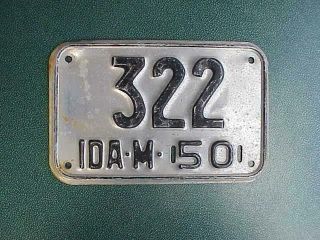 1950 Idaho Motorcycle License Plate Rare