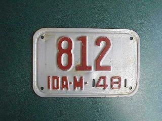 1948 Idaho Motorcycle License Plate Rare