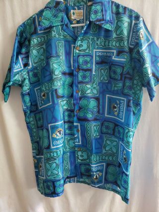 Mens Vintage Waikiki Holiday Hawaiian Shirt Size Large Primo Hawaiian Beer