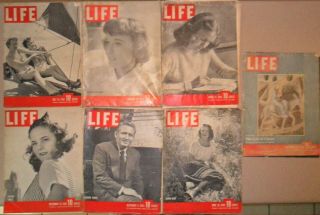7 Vintage,  Life Magazines From 1940 