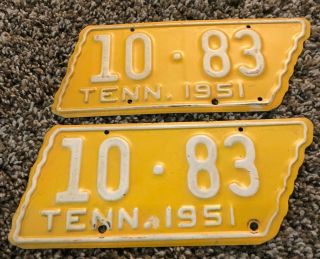 1951 Tennessee Motorcycle License Plate Set - Paint Rare