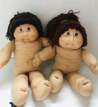 2 Vtg 1984 Jesmar Cabbage Patch Kids & Outfit For Parts/repair - Poor