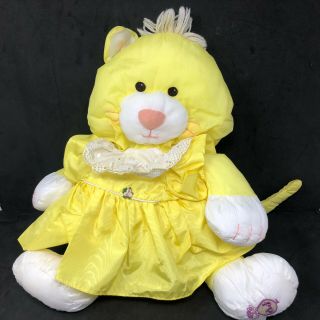 Fisher Price Puffalump Cat Plush Yellow Kitty W/ Dress 17 " Plush Nylon 1986 Vtg