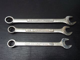 Vintag Craftsman Sae Combination Wrenches 7/8 " 3/4 " 11/16 " V Series 44701 44703