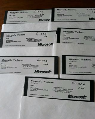 Microsoft Windows Operating System Vintage Floppy Disc 1 - 7 Version 3.  11