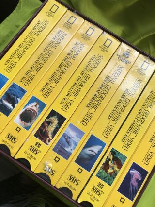 Vintage 1998 Vhs Box Set National Geographic Ocean Creatures Set Of 8 For Vcr