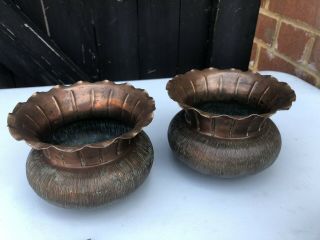 Antique Benham & Froud Copper Pair Planter London English Arts & Crafts Rare