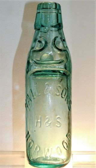 A.  A.  A.  Antique Bottle Hall & Son Rare Fbh Blue Aqua 8 Oz Codd Old Bottle 1890 