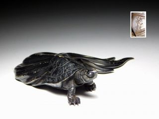Signed Minogame Turtle Okimono Statue Japanese Vintage Artwork